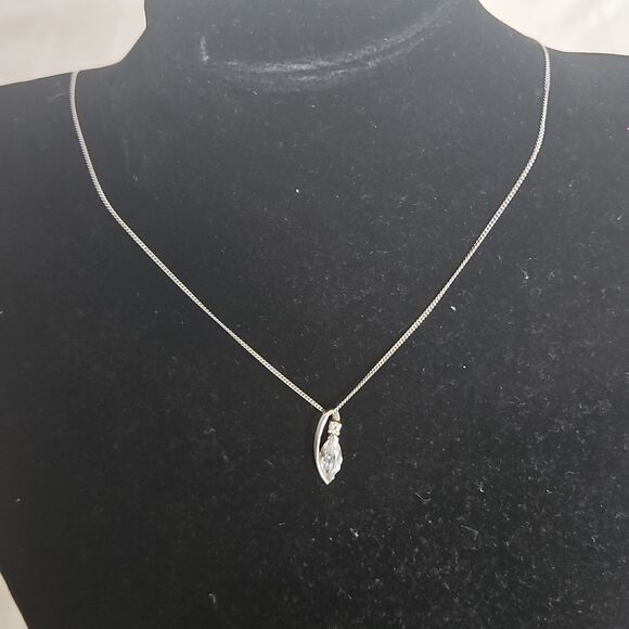 Simply Silver 925 Tear Drop Necklace Crystal - Picture 1 of 16